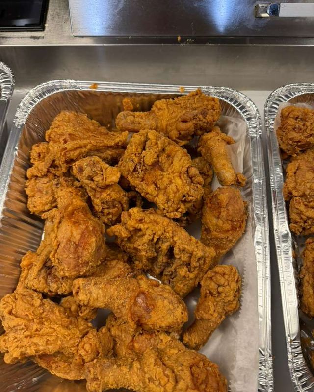 A pan of fried chicken